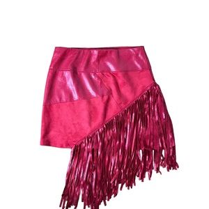 Red Western Fringe Mini Skirt